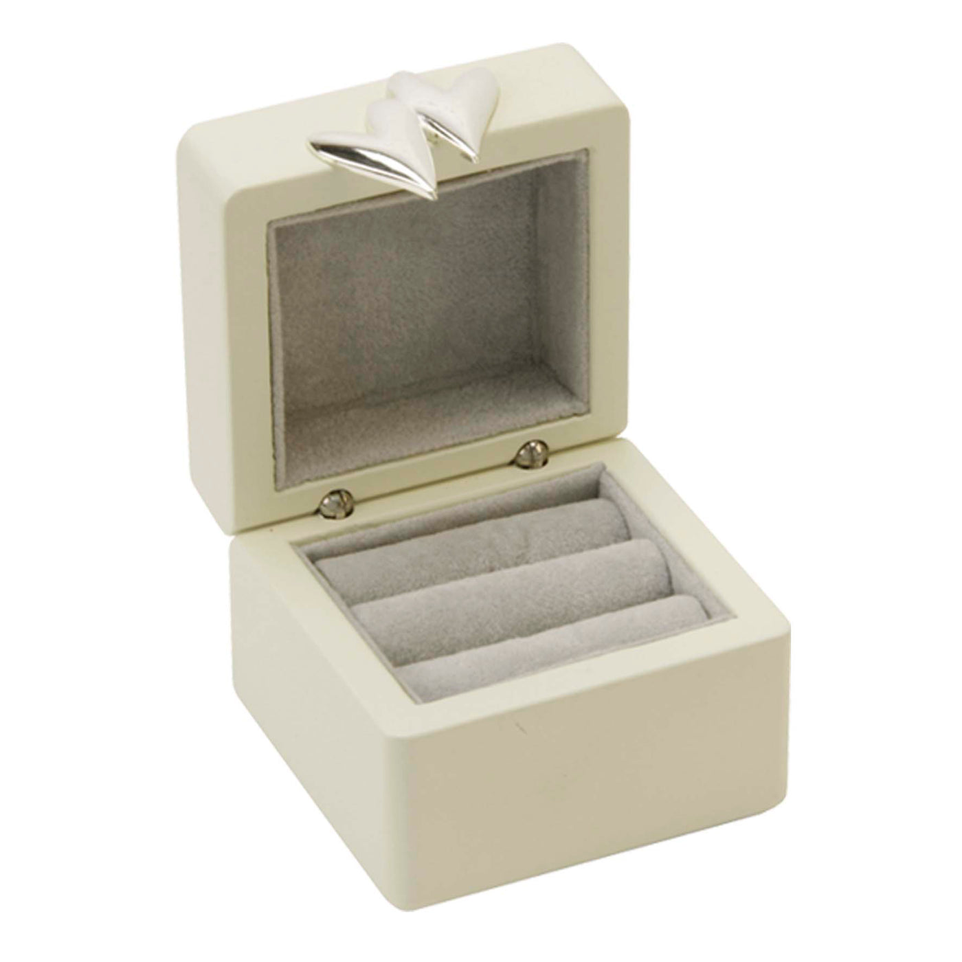 Cream and Silver Wedding Ring Box 
