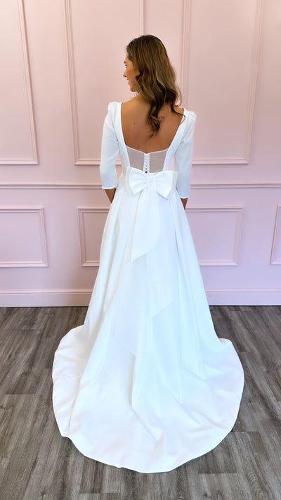 Long Sleeve Wedding Dress with Open back