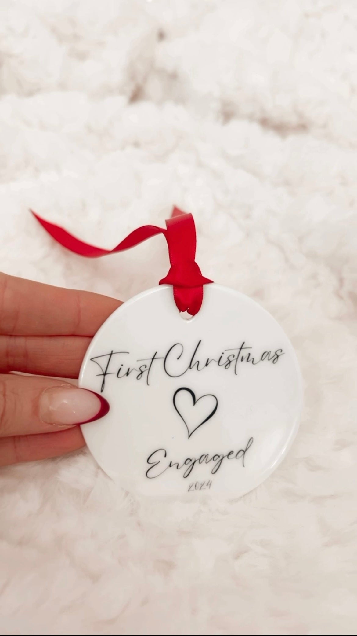 First Christmas Engaged 2024 ceramic bauble