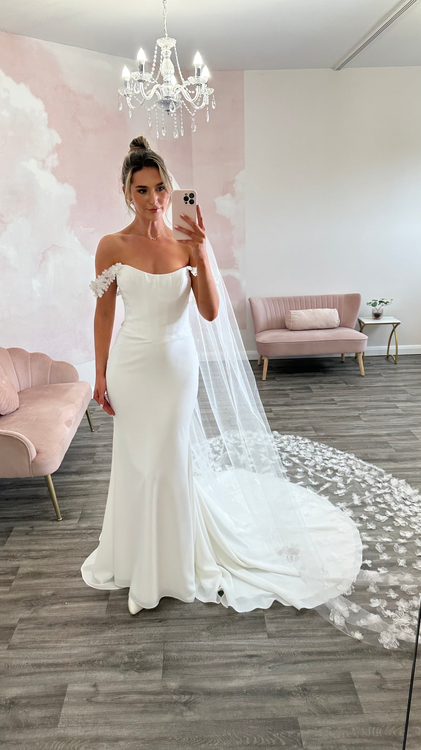 3d floral lace veil S464