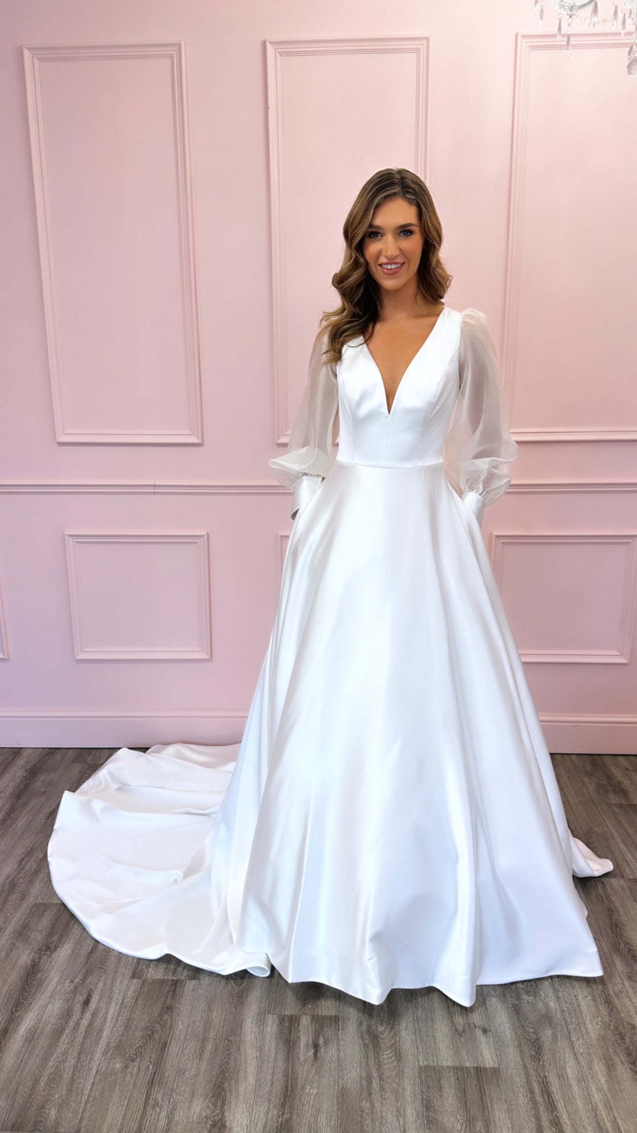 Simple Wedding Dress with organza Sleeves
