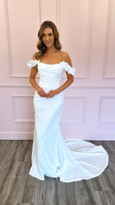 Off the Shoulder Sheath Wedding Dress