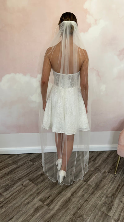 Ivory Soft Veil with  Pearls (Floor Length)