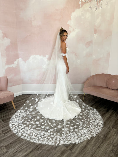 3d floral lace veil S464