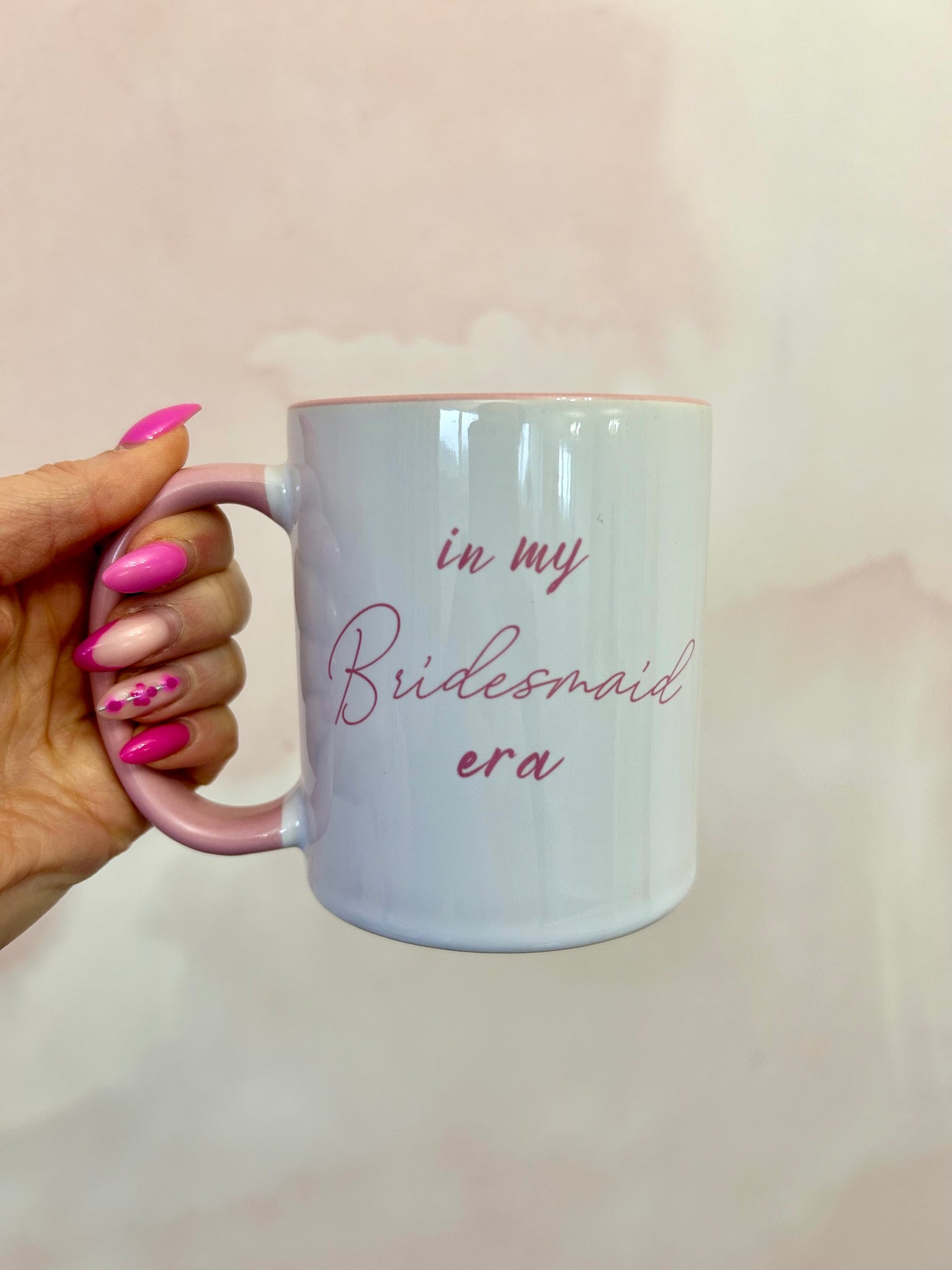 In my Bridesmaid era pink mug