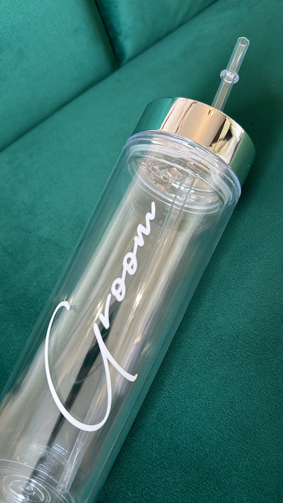 Groom clear tumbler