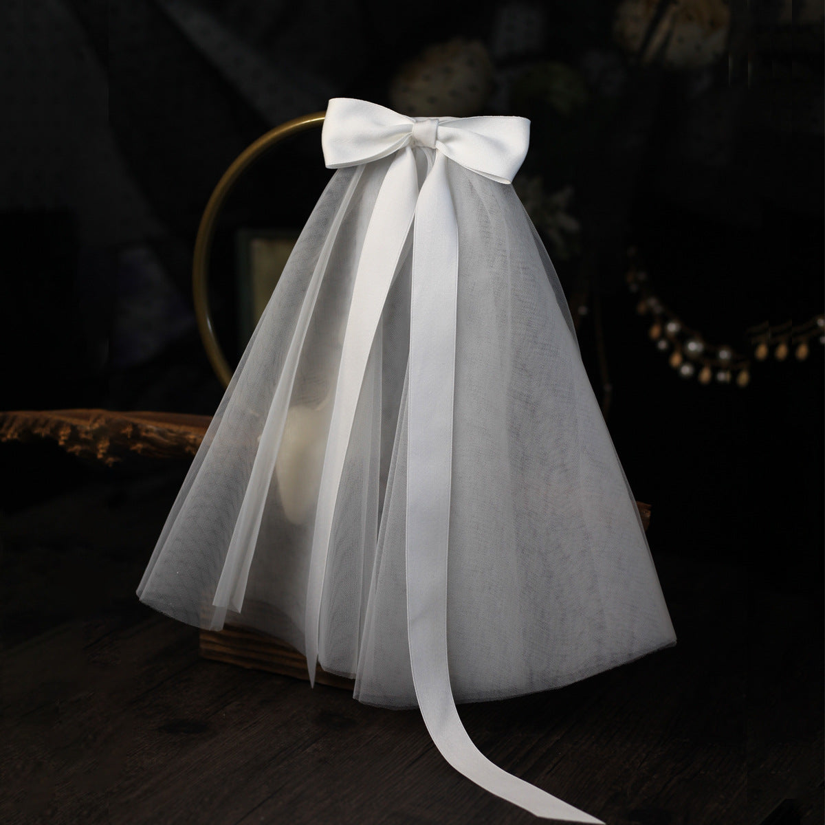 Ivory Short Bow veil