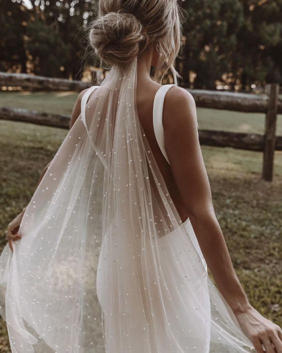 Pearl Veil, Simple Wedding Veil With Pearls