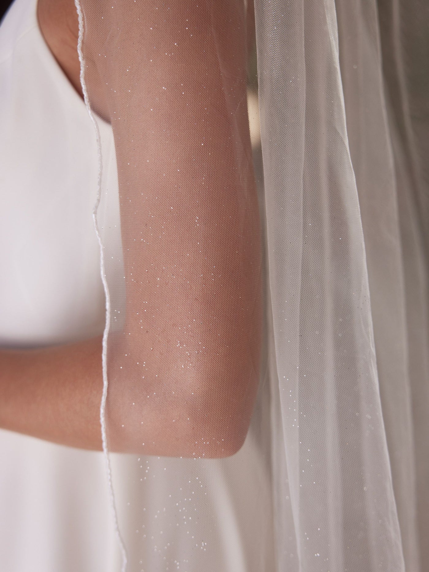 Sophie Glitter Tulle Veil with Beaded Edge S521