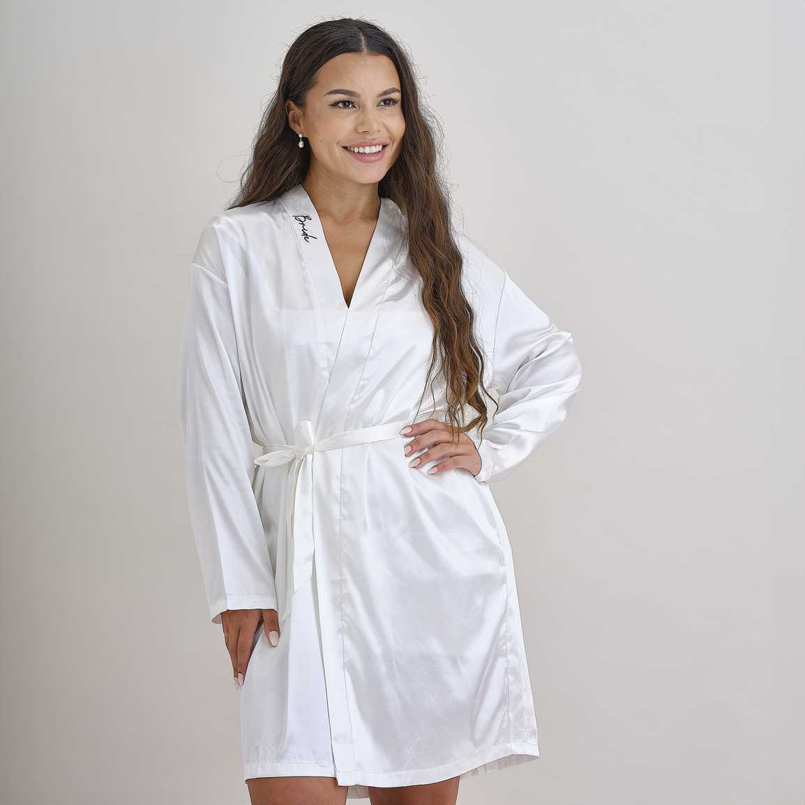 White Bride embroidered dressing gown