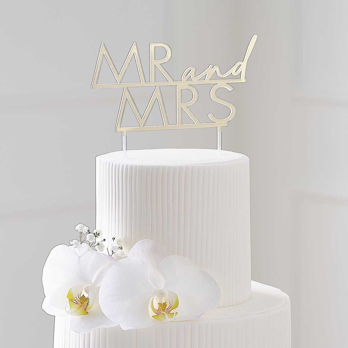 Gold Acrylic Mr & Mrs Cake Topper