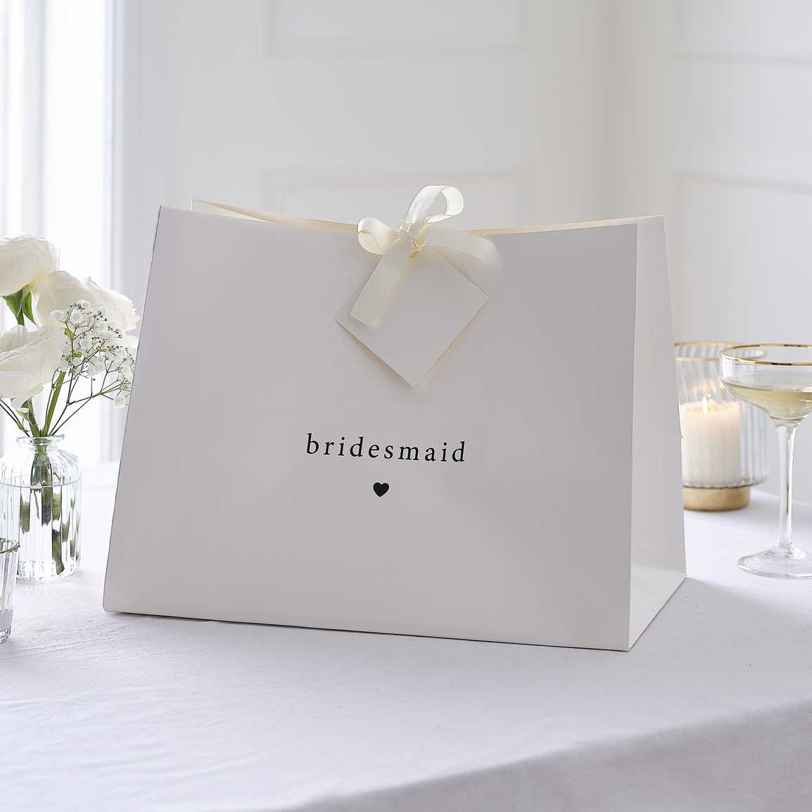 White Bridesmaid gift bag