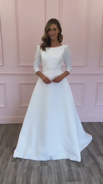 Long Sleeve Simple Wedding Dress