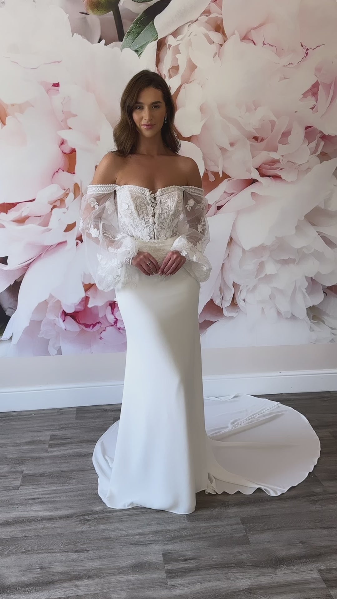 Wedding dress with Detachable sleeves boho style