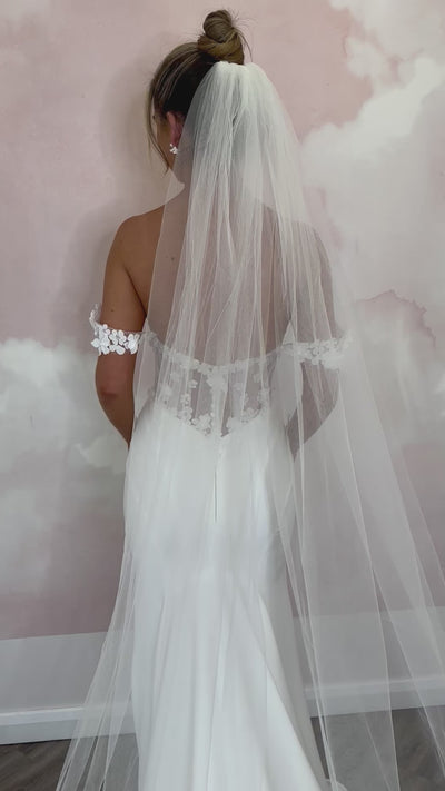 3d floral lace veil S464