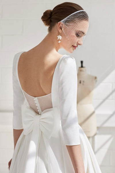 Long Sleeve Wedding Dress with Bow detail