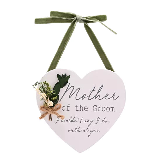 Love Story Heart Plaque With Flowers -Mother of the Groom