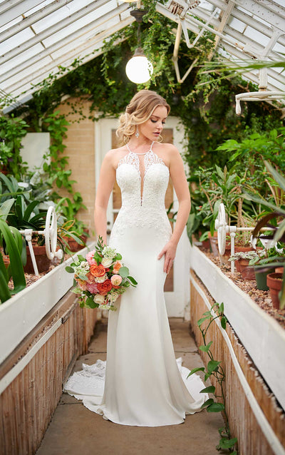 High neck halter wedding dress