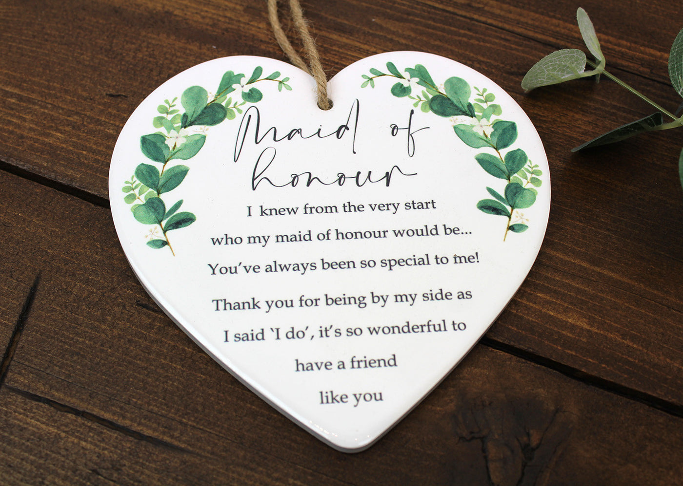 Maid of Honour Hanging Plaque