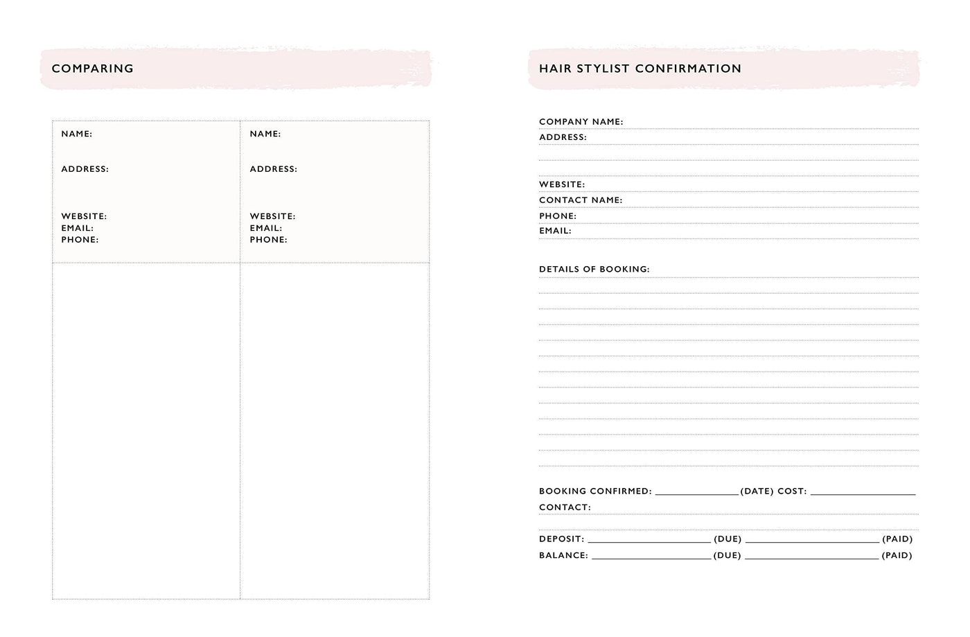 Detailed Wedding Planner With Sections 