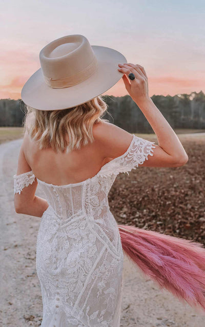 Fit and Flare Lace Wedding Dress With Back Detail - off the peg wedding dress