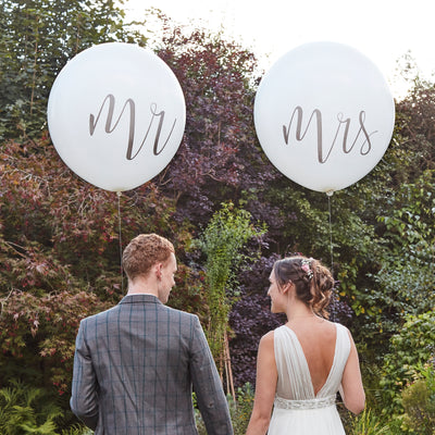 Big Bride and Groom Balloons White