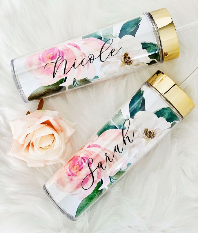 Floral Mother of the Bride Tumbler Cup Gift 
