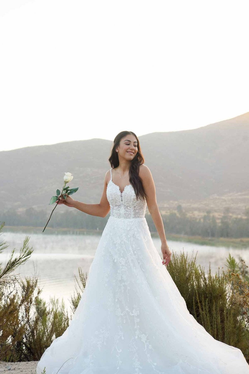Tulle Skirt Wedding Dress With Lace Detail 