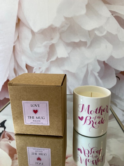 Beautiful Mother of the Bride Candle Pink Writing 