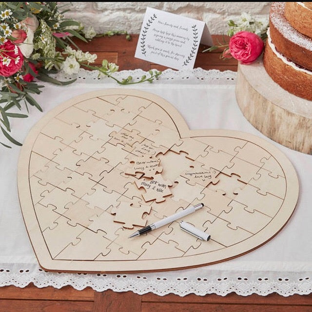 Heart Shape Jigsaw Wedding Guest Book 