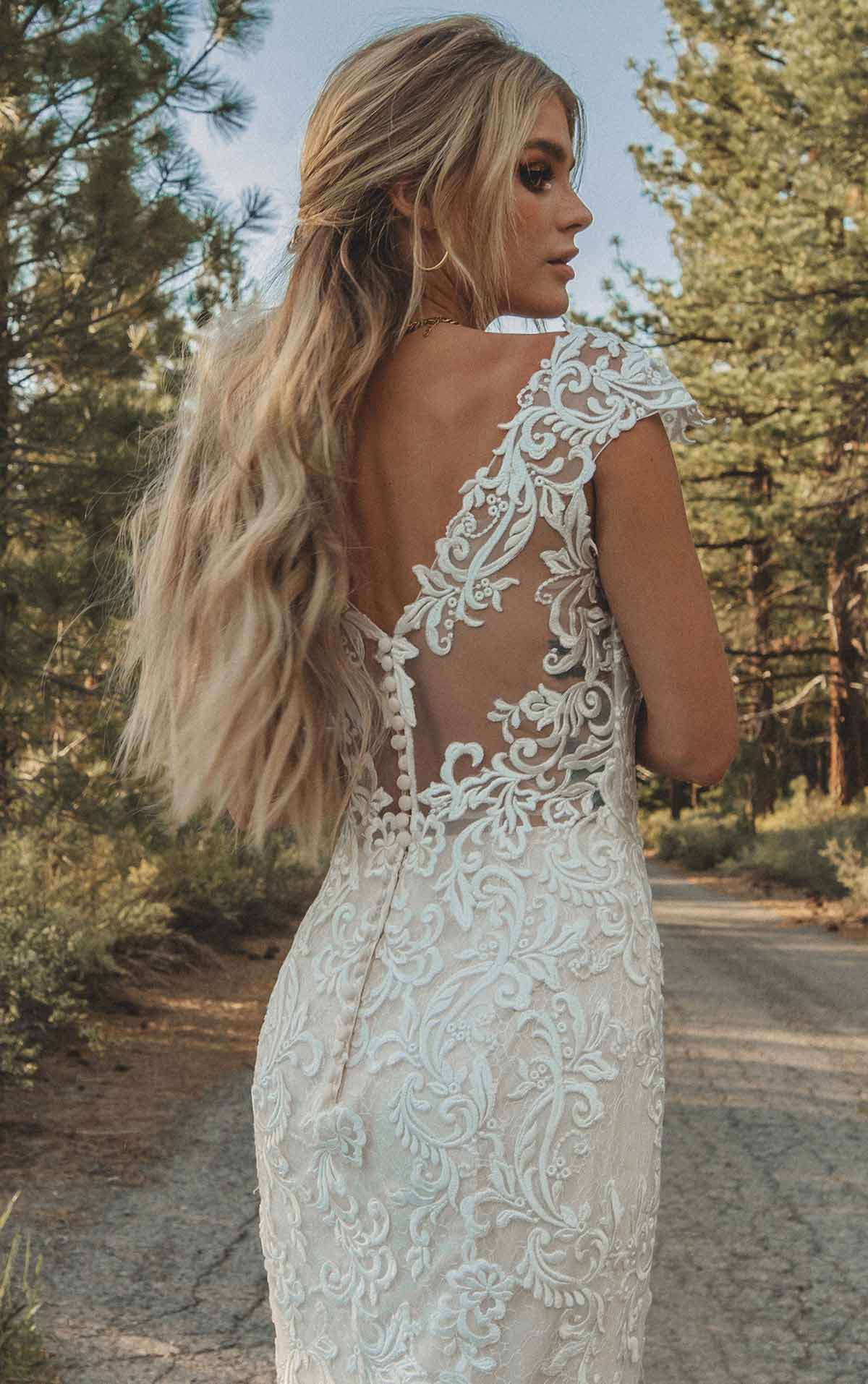 Fit and Flare Wedding Dress With Scalloped Train