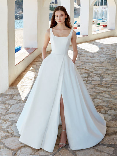 Simple Ballgown with slit - off the rack wedding dress
