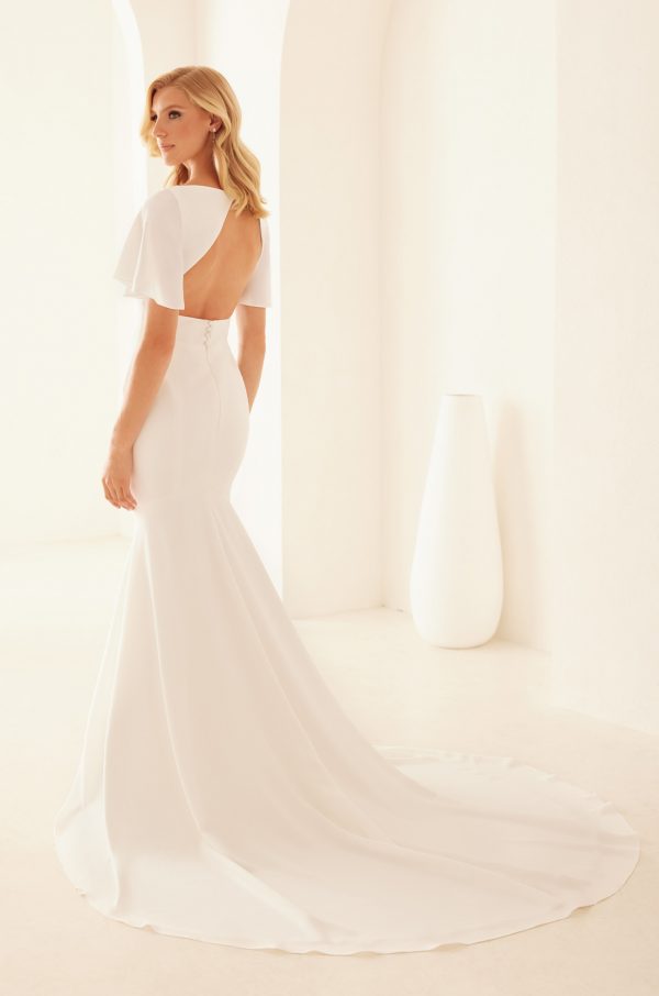 Open back wedding dress with butterfly sleeves - off the rack wedding dress