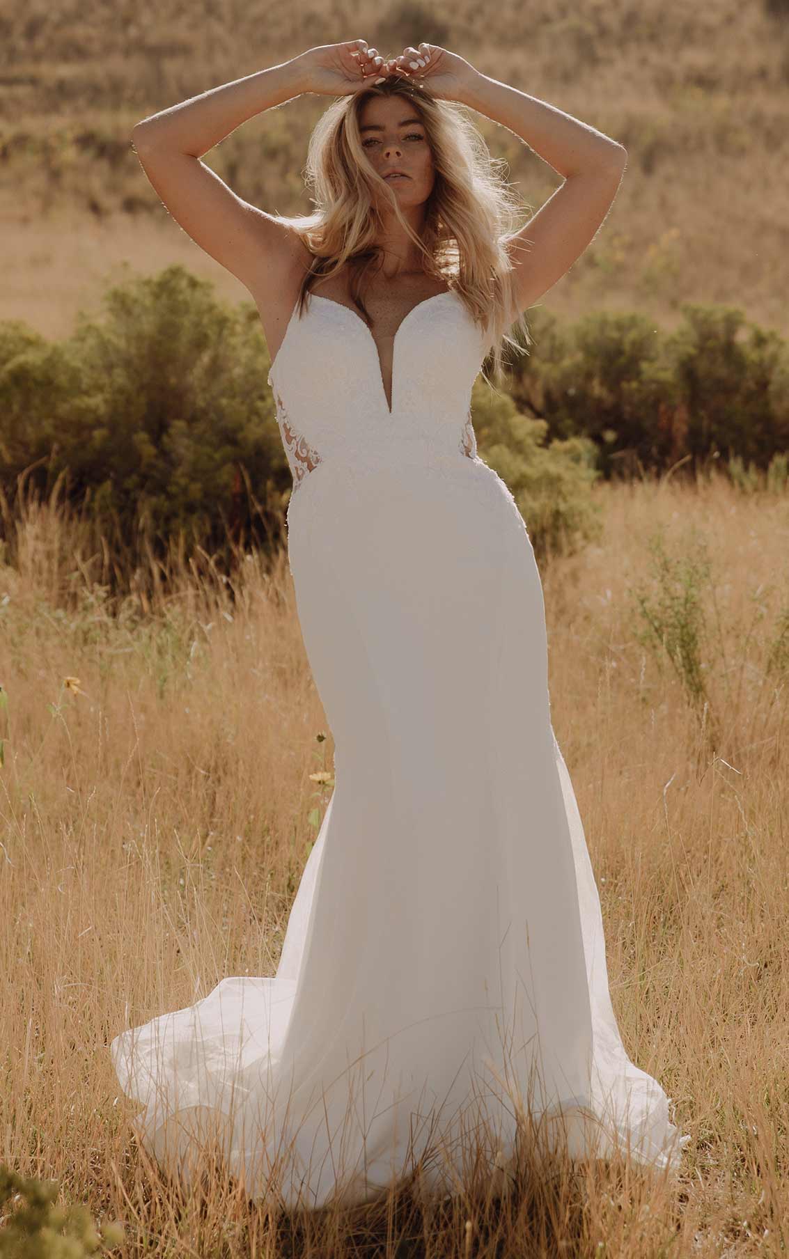 Plunge Fit and Flare Wedding Dress 