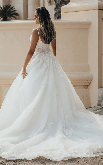 Thin Strap Wedding Dress With Full Skirt