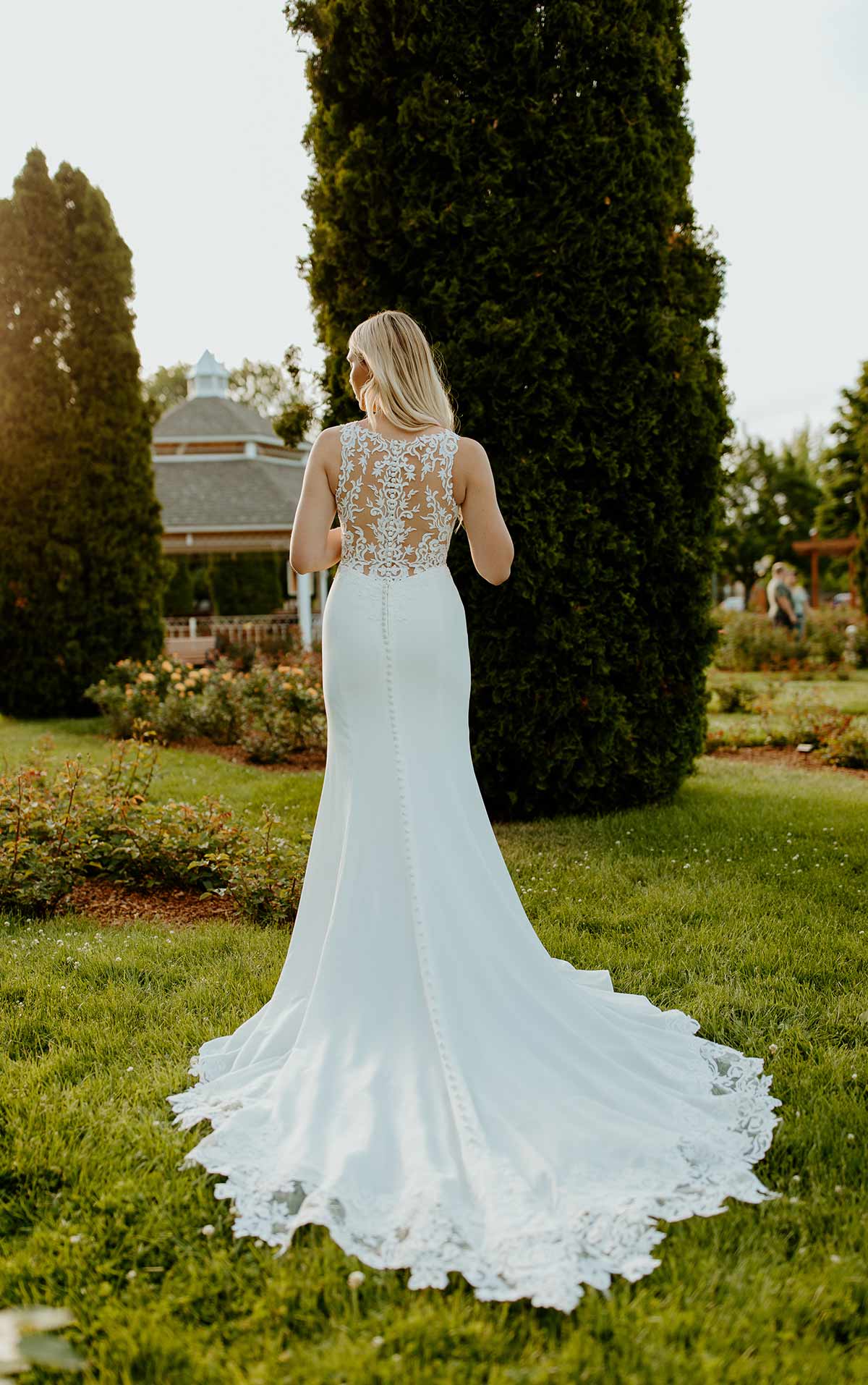 Lace high back detail plus size wedding dress