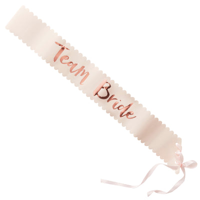 Pink and Rose Gold Foiled Team Bride Sashes - Team Bride