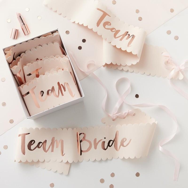 Pink and Rose Gold Foiled Team Bride Sashes - Team Bride