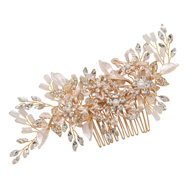 Avery Floral Hair Comb Gold