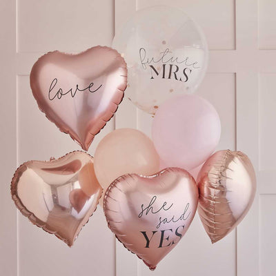 Heart Shaped Balloons Hen Party Pink and White 