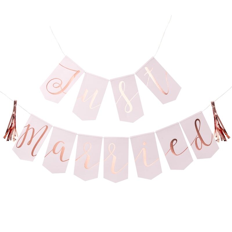 Just Married Flag Bunting (Rose Gold)