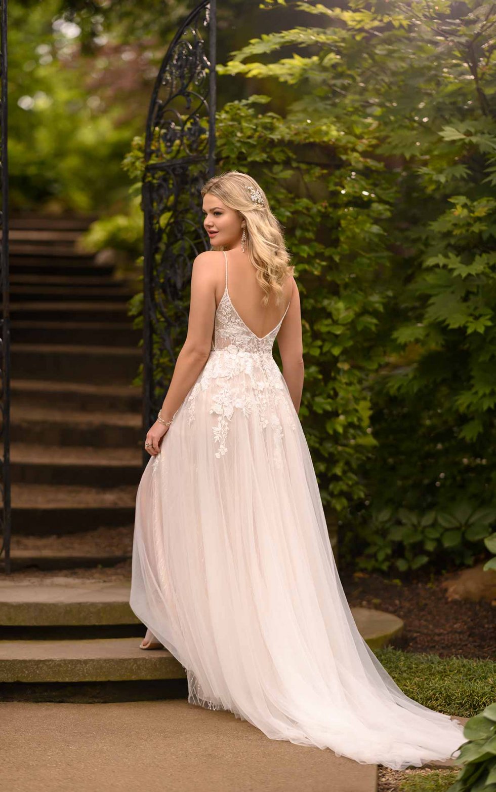 Romantic Lace wedding gown with embroidered tulle