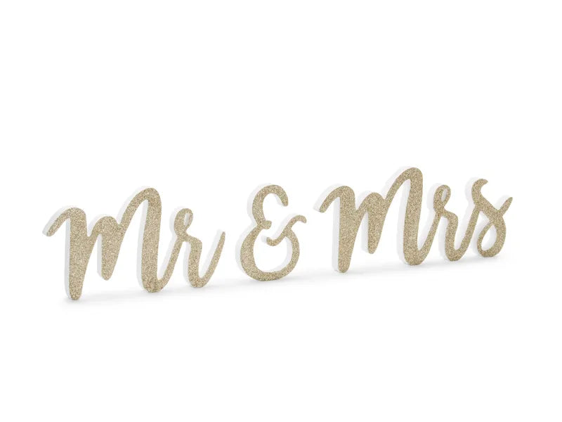 Wooden Mr & Mrs gold sign