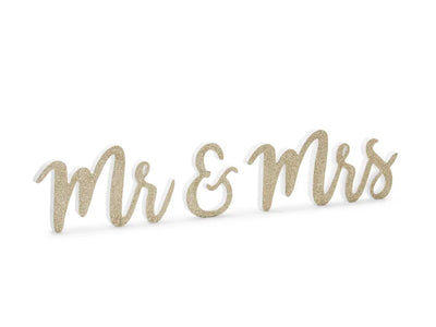 Wooden Mr & Mrs gold sign