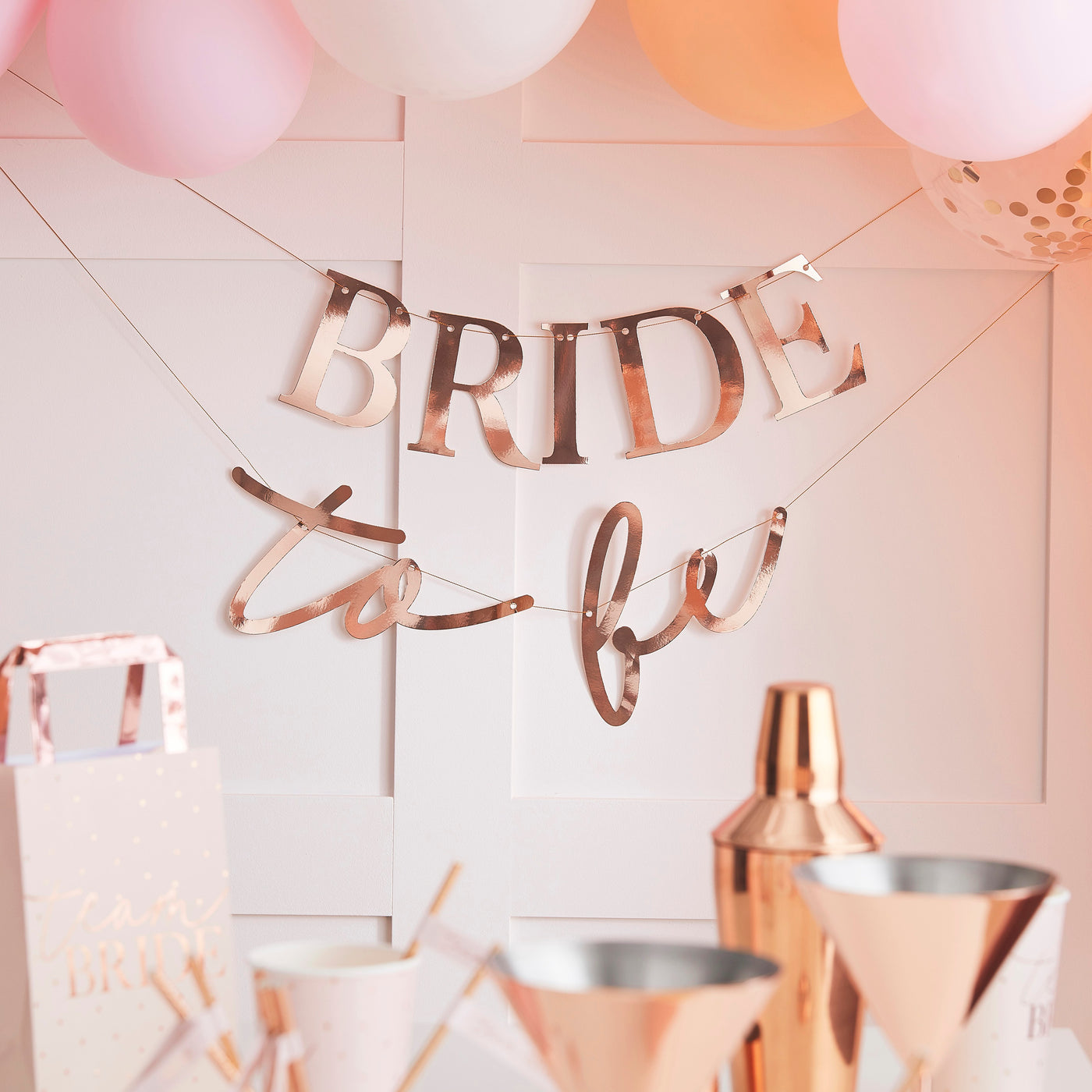 Rose Gold Bride To Be Hen Party Banner