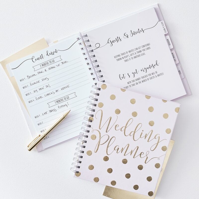 Gold and Pink Polka Dot Wedding Planner