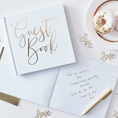 Guest Book With Gold Foil Writing