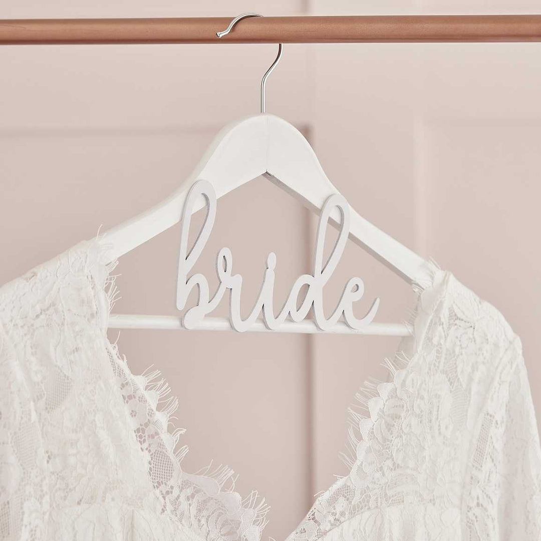 coat hanger for wedding dress White Wooden Bride Hanger – Pearls & Lace