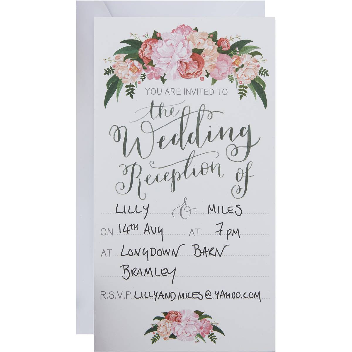 Floral Wedding Reception Invitations