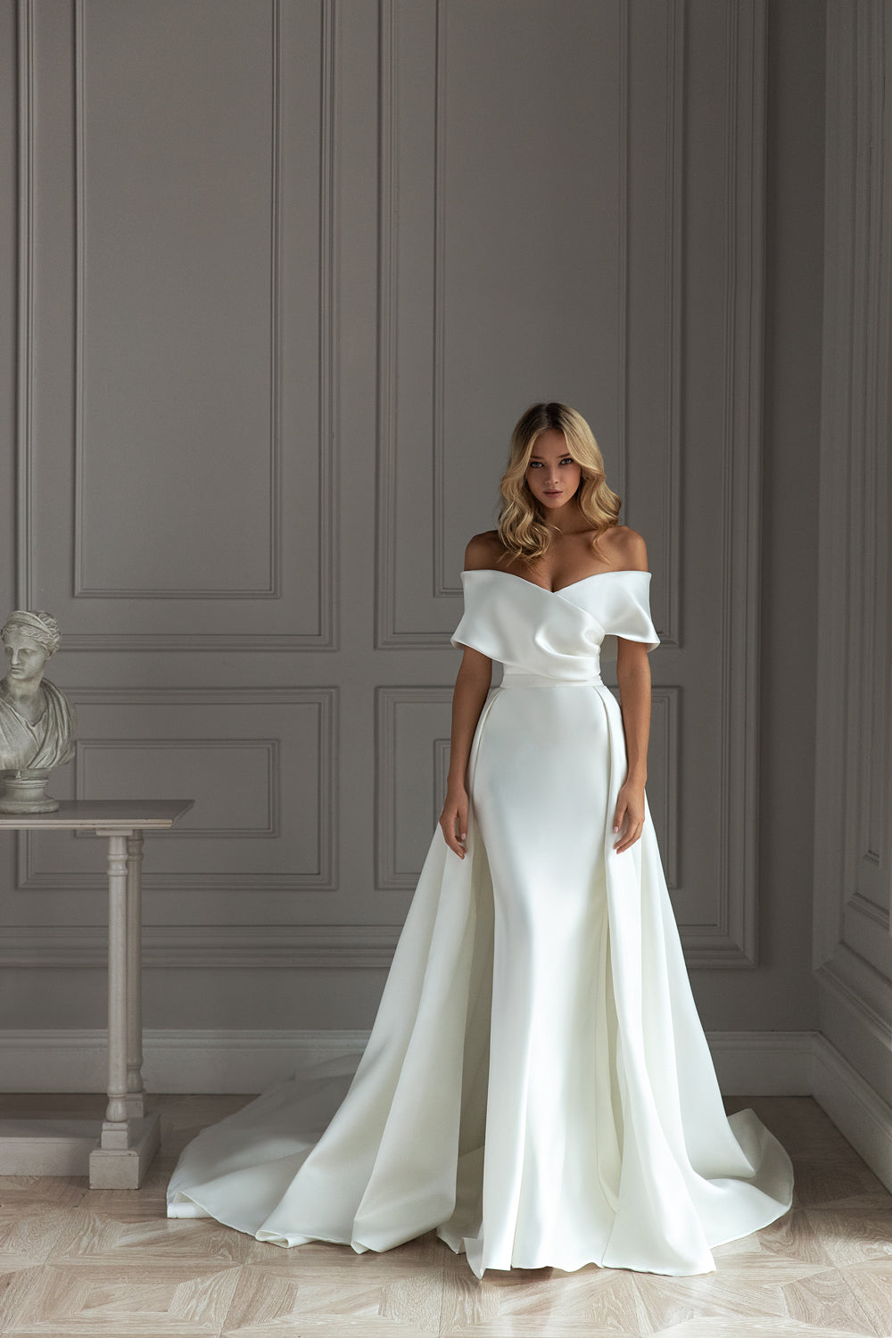 Simple Plus Size Wedding Dress with Overskirt